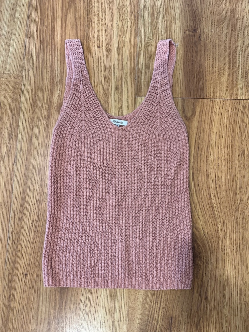 Madewell Mauve Pink Knit Sweater Tank Top Cotton Blend